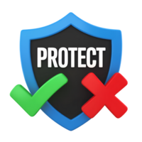 proteccion proteger con marca de verificación y cruzar marca en un transparente antecedentes hacer png