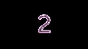 Number 2 bubble floating motion graphic with alpha channel. Pink bubble isolated two letter glowing animated on transparent background. video
