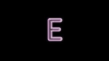 Alphabet E bubble floating motion graphic with alpha channel. Pink bubble isolated letter glowing animated on transparent background. video