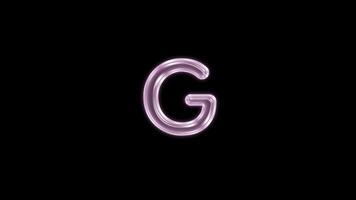 Alphabet G bubble floating motion graphic with alpha channel. Pink bubble isolated letter glowing animated on transparent background. video
