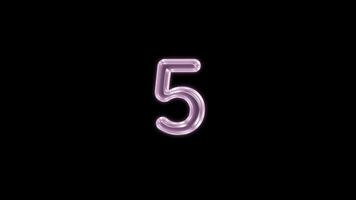 Number 5 bubble floating motion graphic with alpha channel. Pink bubble isolated five letter glowing animated on transparent background. video