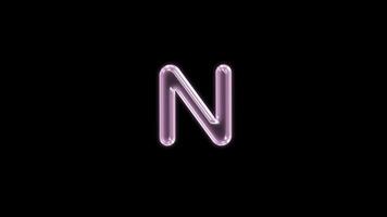 Alphabet N bubble floating motion graphic with alpha channel. Pink bubble isolated letter glowing animated on transparent background. video