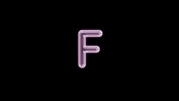 Alphabet F bubble floating motion graphic with alpha channel. Pink bubble isolated letter glowing animated on transparent background. video
