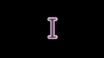 Alphabet I bubble floating motion graphic with alpha channel. Pink bubble isolated letter glowing animated on transparent background. video