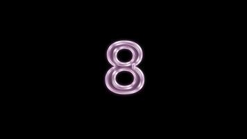 Number 8 bubble floating motion graphic with alpha channel. Pink bubble isolated eight letter glowing animated on transparent background. video
