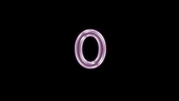 Number 0 bubble floating motion graphic with alpha channel. Pink bubble isolated zero letter glowing animated on transparent background. video
