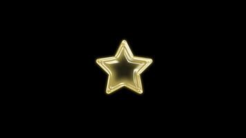 Star bubble floating motion graphic with alpha channel. Yellow bubble in star shape glowing animated on transparent background. Starry, sparkle. video