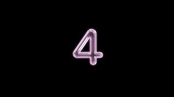 Number 4 bubble floating motion graphic with alpha channel. Pink bubble isolated four letter glowing animated on transparent background. video