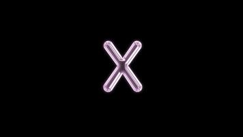 Alphabet X bubble floating motion graphic with alpha channel. Pink bubble isolated letter glowing animated on transparent background. video