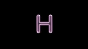 Alphabet H bubble floating motion graphic with alpha channel. Pink bubble isolated letter glowing animated on transparent background. video