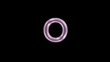 Alphabet O bubble floating motion graphic with alpha channel. Pink bubble isolated letter glowing animated on transparent background. video