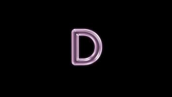 Alphabet D bubble floating motion graphic with alpha channel. Pink bubble isolated letter glowing animated on transparent background. video