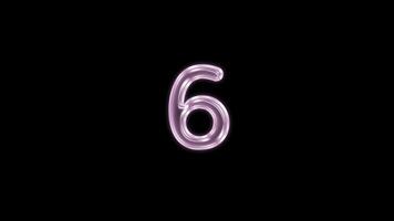 Number 6 bubble floating motion graphic with alpha channel. Pink bubble isolated six letter glowing animated on transparent background. video
