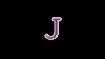 Alphabet J bubble floating motion graphic with alpha channel. Pink bubble isolated letter glowing animated on transparent background. video