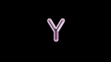 Alphabet Y bubble floating motion graphic with alpha channel. Pink bubble isolated letter glowing animated on transparent background. video