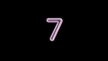 Number 7 bubble floating motion graphic with alpha channel. Pink bubble isolated seven letter glowing animated on transparent background. video