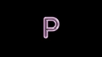 Alphabet P bubble floating motion graphic with alpha channel. Pink bubble isolated letter glowing animated on transparent background. video