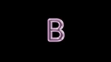 Alphabet B bubble floating motion graphic with alpha channel. Pink bubble isolated letter glowing animated on transparent background. video