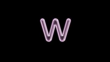 Alphabet W bubble floating motion graphic with alpha channel. Pink bubble isolated letter glowing animated on transparent background. video