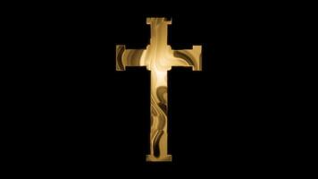 Shining Christian Cross Symbol in Golden Color video