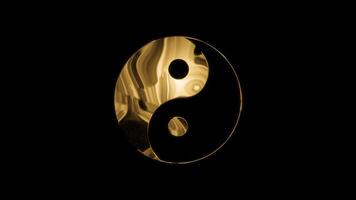 Golden Taoism Religious Symbol Animation on Dark Background video