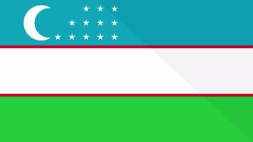 Animation of the appearance and disappearance of a flat flag 2D Uzbekistan video