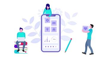 User experience design. Illustration. User interface, interface that bridges the gap between software and users, UX UI design, worker character animation video