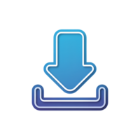 Download icon with blue gradient and white outline on a simple design element png