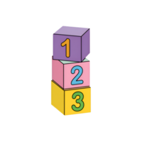 Number blocks stacked with one two and three in colorful cubes for learning png
