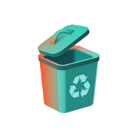 Recycle bin with open lid and recycle symbol on a transparent background illustration png