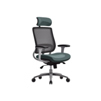 Office chair with headrest ergonomic design on a plain studio style transparent setting png