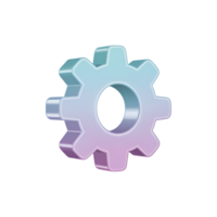 Gear icon with gradient color and 3d effect on a simple setting illustration png