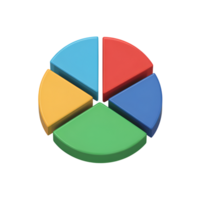 Pie chart with five colorful sections for data visualization and analytics png