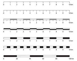 Map scale line set isolated on transparent background. Art design unit of measurement. Creative illustration vector