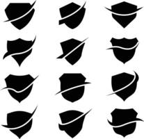 Collection of Shield Icons and Badges in Monochrome Style vector