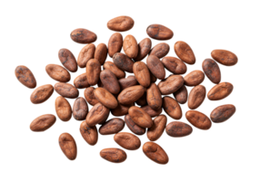 Cocoa beans heap, raw ingredient for chocolate production, from above view png