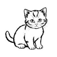 Cat outline illustration of a kitten sitting down with a curious expression png