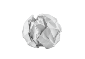 Crumpled paper ball isolated on a plane, representing mistake, failure and stress png