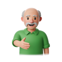 Cartoon character offering handshake, isolated 3d rendering of senior man png