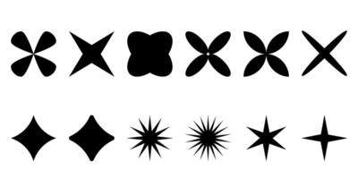 Exploding star icon set. Black star collection vector