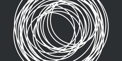 black background with white circle lines abstract vector