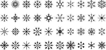 Elegant Minimal Snowflake Icon Set vector