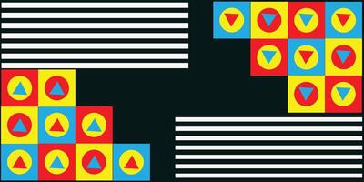Vibrant Geometric Abstract Pattern with Red, Yellow, and Blue Squares and Triangles vector