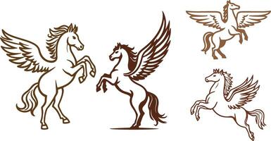 Elegant Winged Horse in Rearing Pose vector