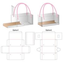 Transparent Box Packaging With Rope Handle, Dieline Template vector