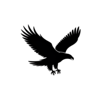 Eagle silhouette soaring with wings spread, a powerful bird of prey in flight png
