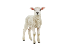 Isolated lamb standing looking forward on a plain background for design use png
