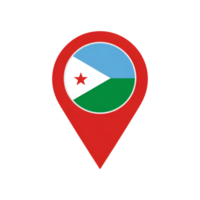 Djibouti flag in map pointer, national symbol for travel and location icon png