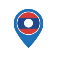 Laos flag in map pointer icon for location or travel destination concept design png