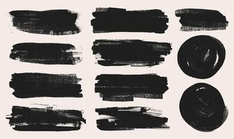 Collection of bold brush strokes. Sketchy bold vintage lines. Set of ink brush strokes and frames. Grunge marker highlight underline paint. Hand drawn thick grunge lines and rectangle shapes. vector